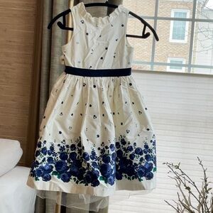 Floral Kids Dress in White and Blue